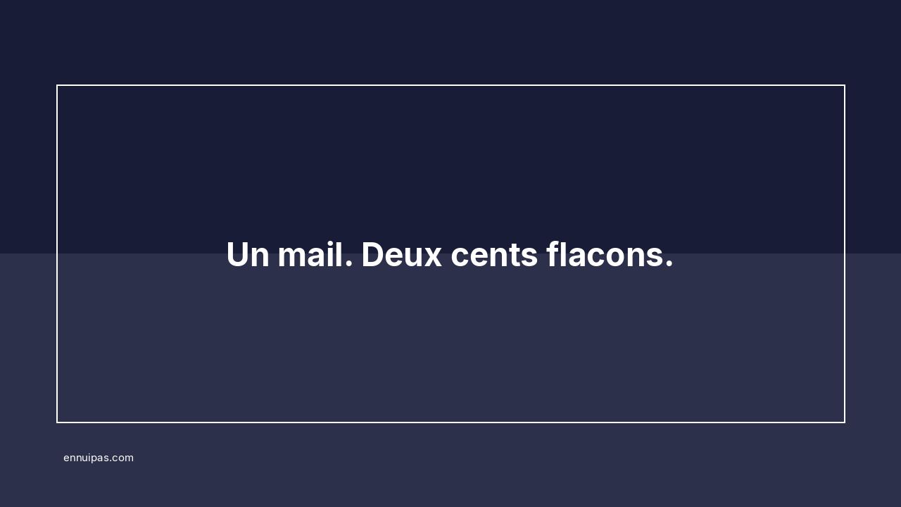 Flacons de labo à code-barres, tableur ouvert, mail imprimé.